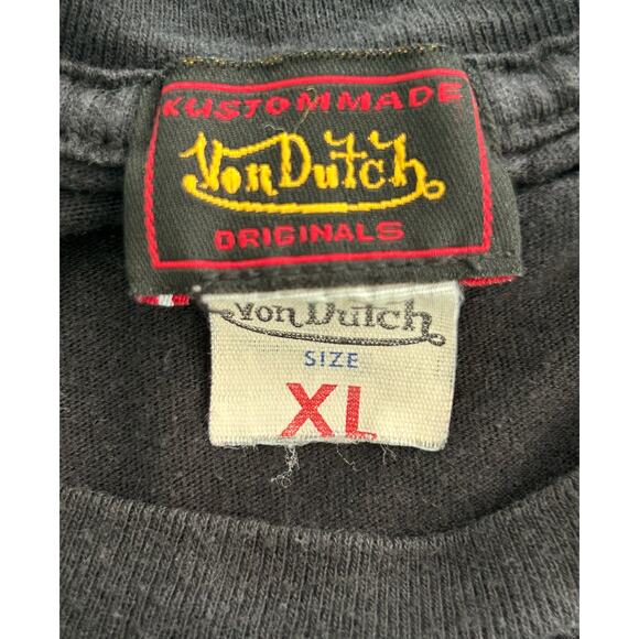 Von Dutch Washed Black Logo T Shirt Sz XL Streetwear Designer Money Going Out - Picture 10 of 10